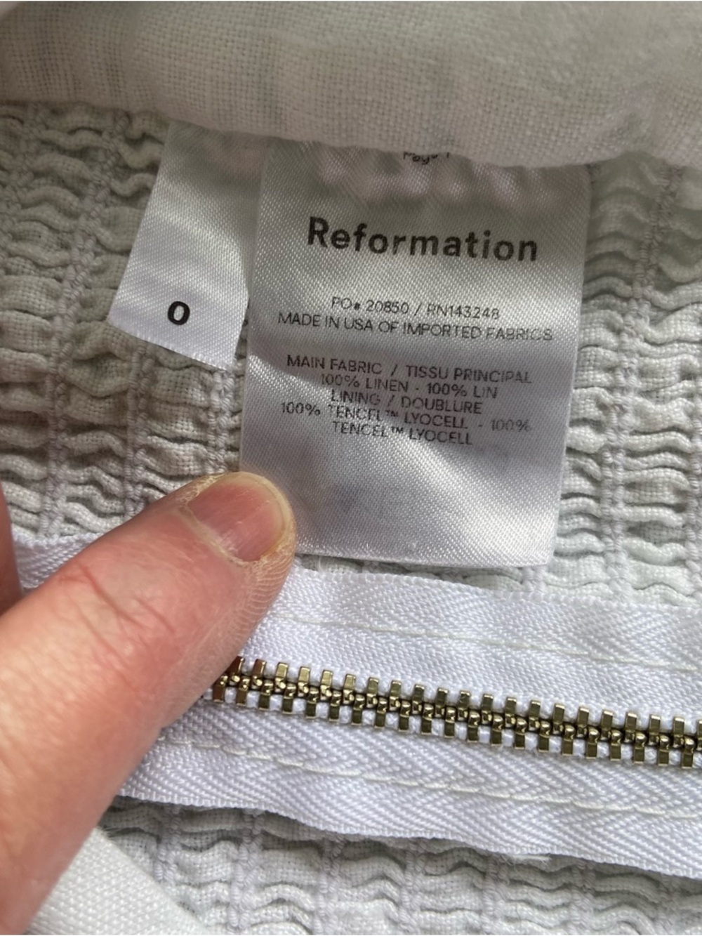 Reformation Yucca Crop Top White Linen Puff Sleeve Square Neck Smocked Sz 0 - Picture 8 of 11